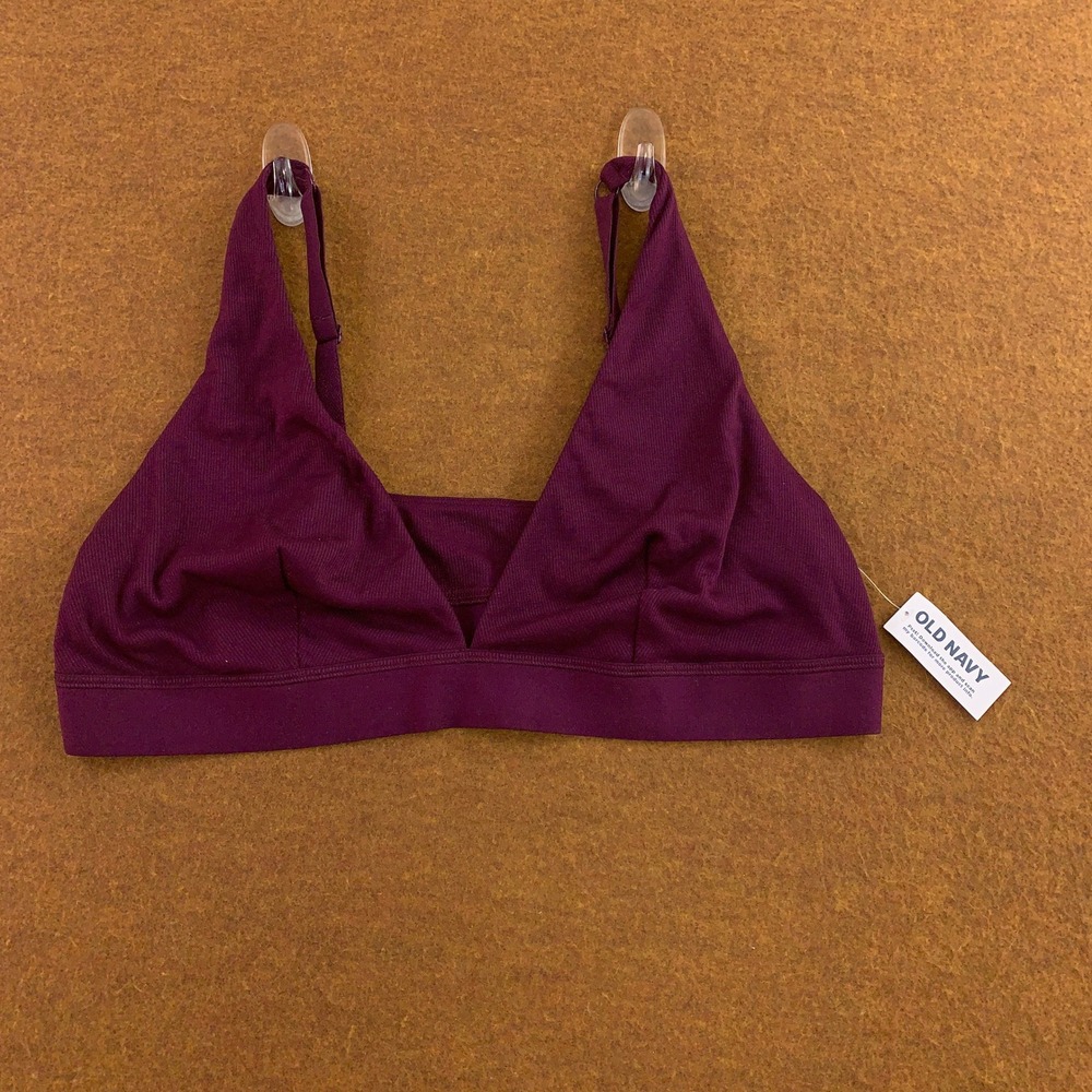 Old Navy Womens XL Deep Plum Ribbed V-Neck Wireless Bralette NWT